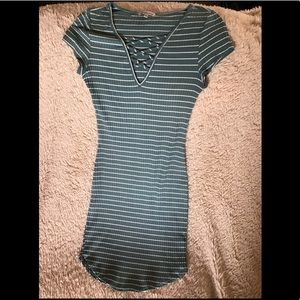 Blue with White Stripes Form Fitting Sundress